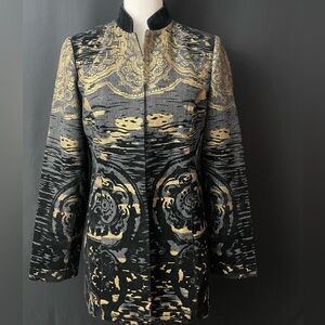 NWT Chico's Black and Gold Flocked Duster